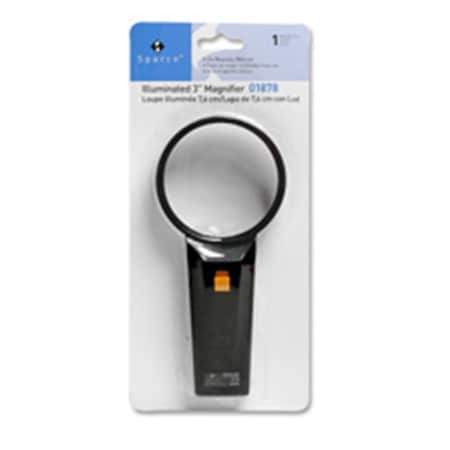 Sparco Illuminated Magnifier- Round- 2X Main-4X Bifocal- 3in. Dia.- BK SP462917